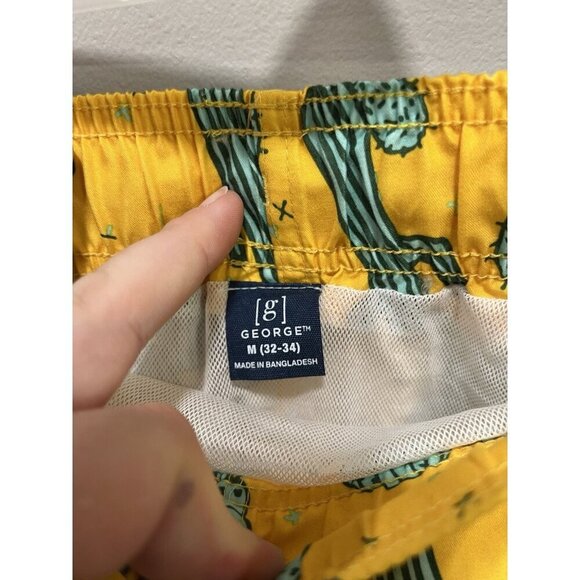 George Swim Trunks Men's Medium 32/24 Mens Gold Cactus Swim Bottoms with Liner - Picture 4 of 4